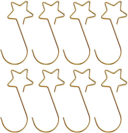 Gold Star Christmas Tree Baubles Hooks, 100 Pack for Decoration