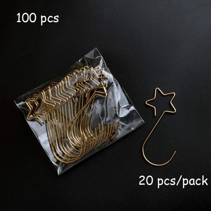 Gold Star Christmas Tree Baubles Hooks, 100 Pack for Decoration - Image 2