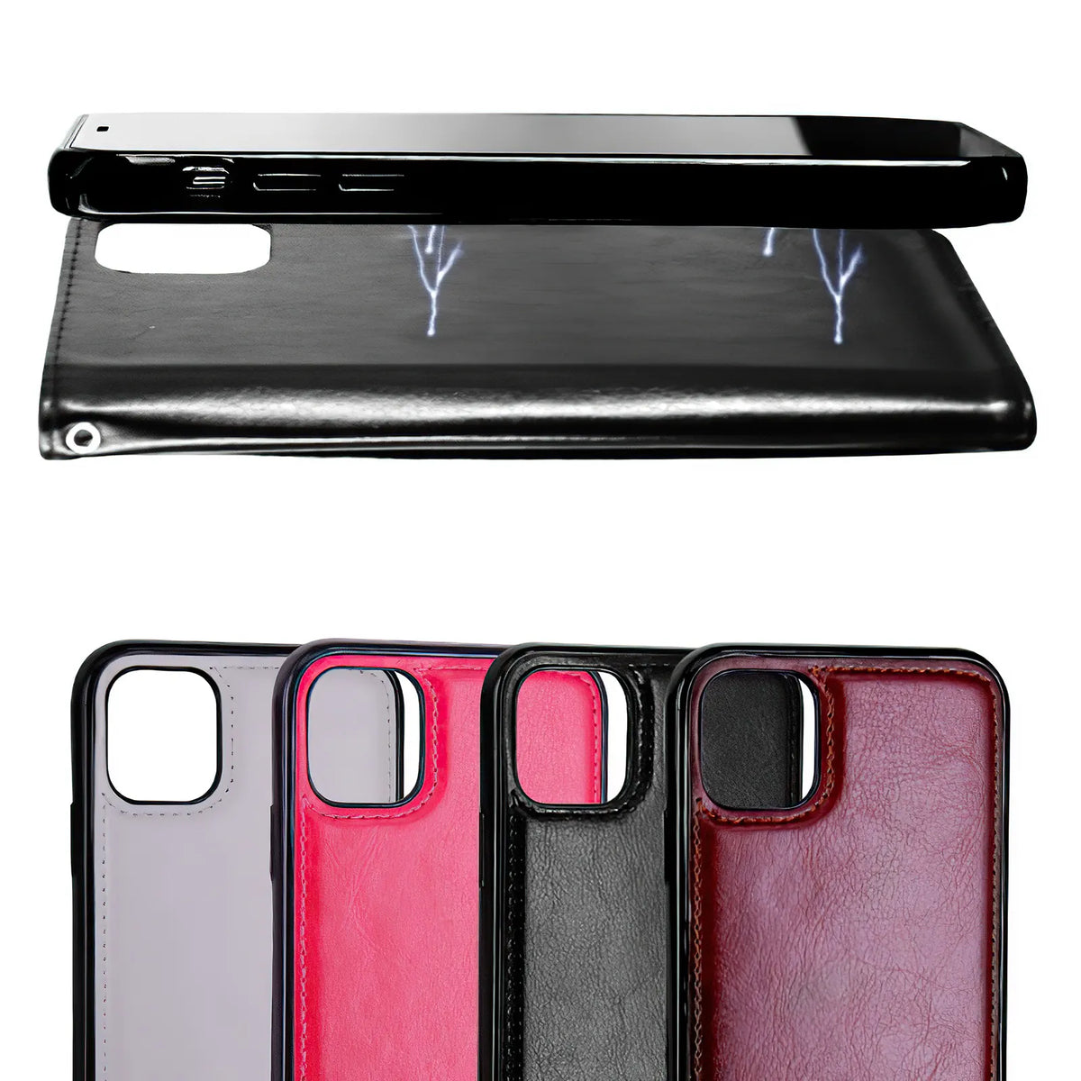 iPhone 12 - Leather Case / Protection Pink - Image 5