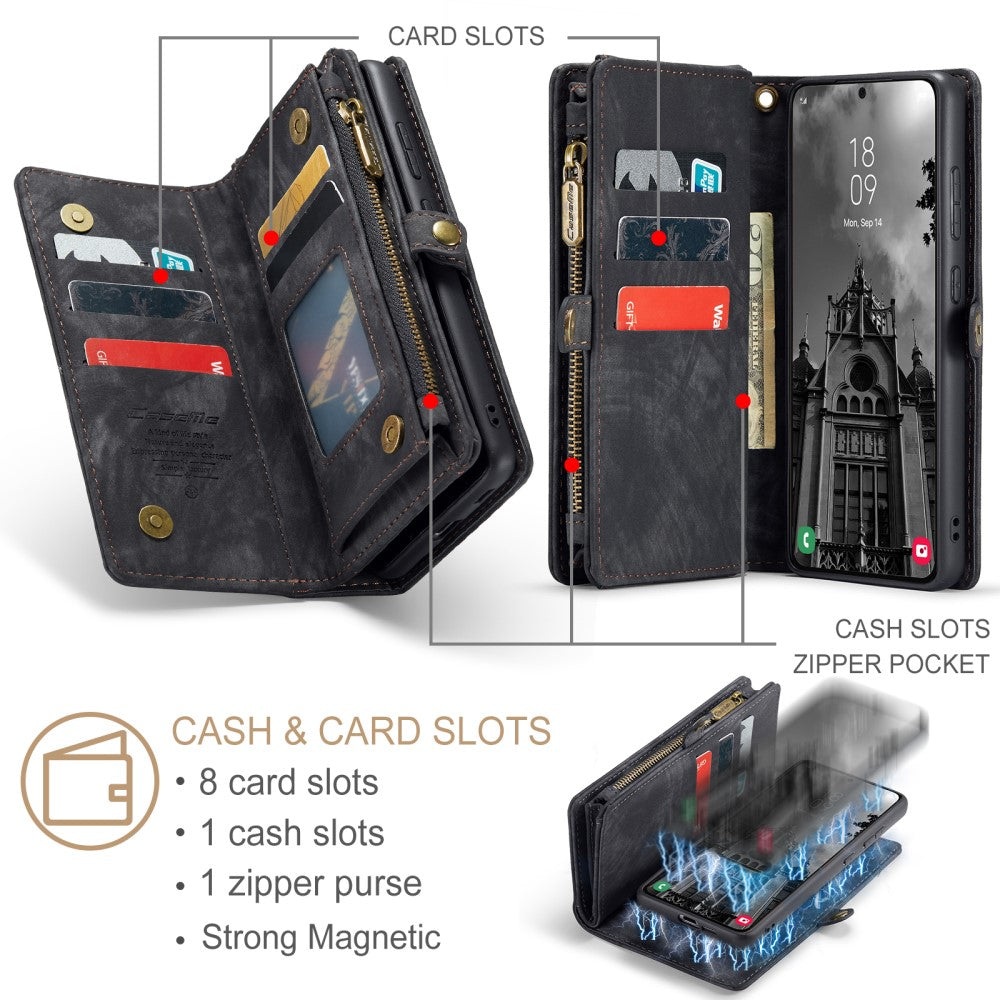 Galaxy S25 Wallet Case with Multi-Slot 2-in-1 Design Black Slim Protective Cover with Card Holder for Compatible with Samsung S25 - Image 5