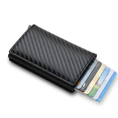 Carbon Fiber Wallet Men RFID Black Trifold Leather Slim Mini Small Money Card Holder - Image 4