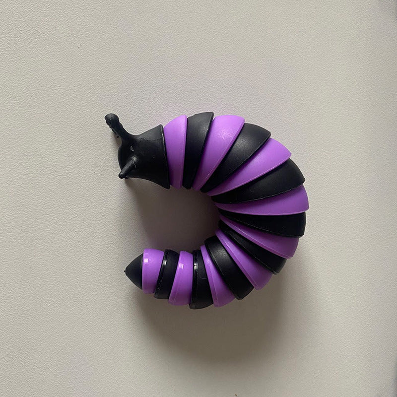 Fidget Slug, 3D Sensory Slug Fidget Toy, Funny Crawling Slug Fidget Toy Black purple 14CM - Image 2