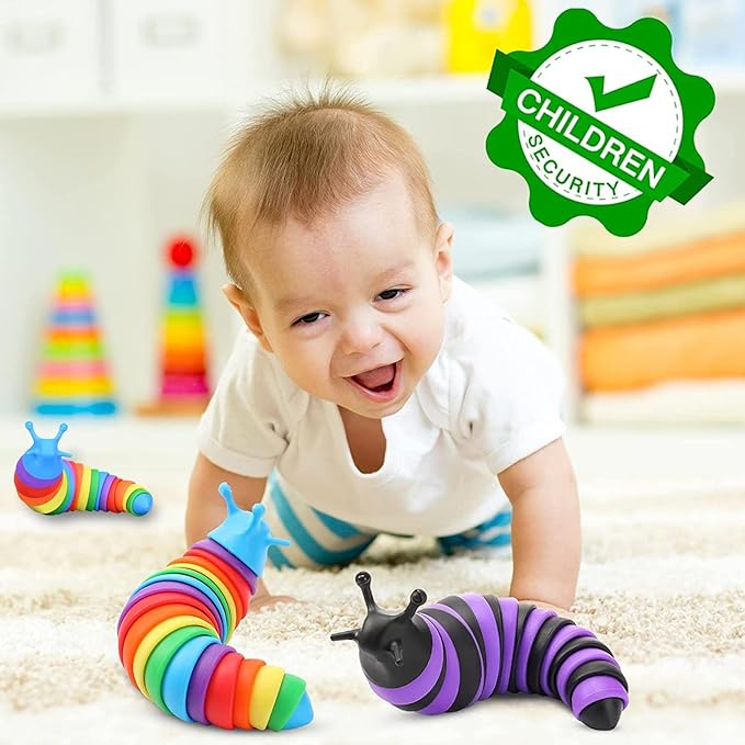 Fidget Slug, 3D Sensory Slug Fidget Toy, Funny Crawling Slug Fidget Toy Black purple 14CM - Image 3