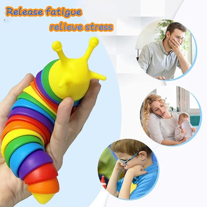 Fidget Slug, 3D Sensory Slug Fidget Toy, Funny Crawling Slug Fidget Toy Black purple 14CM - Image 4