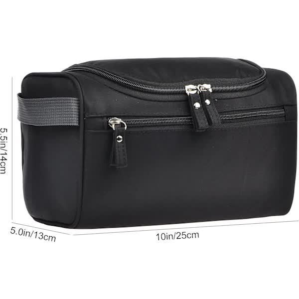 Men's Small Travel Toiletry Bag Black for Shaving Shower Hygiene Items - Image 2