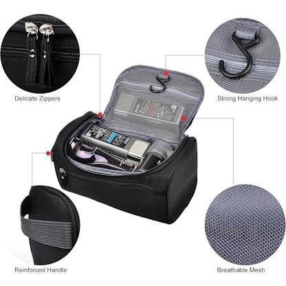 Men's Small Travel Toiletry Bag Black for Shaving Shower Hygiene Items - Image 3