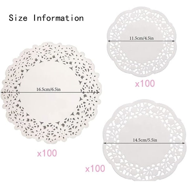 White Lace Paper Cake Doilies 300 Sheets Round - Image 2
