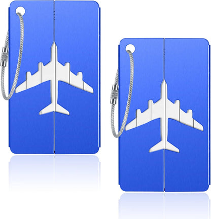 Luggage Tags 2 Pcs Aluminum Metal Suitcase Labels with Name ID Address Card
