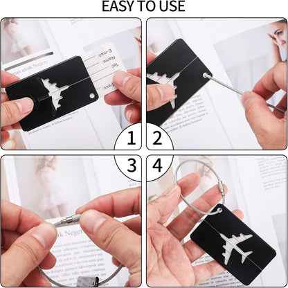 Luggage Tags 2 Pcs Aluminum Metal Suitcase Labels with Name ID Address Card - Image 2