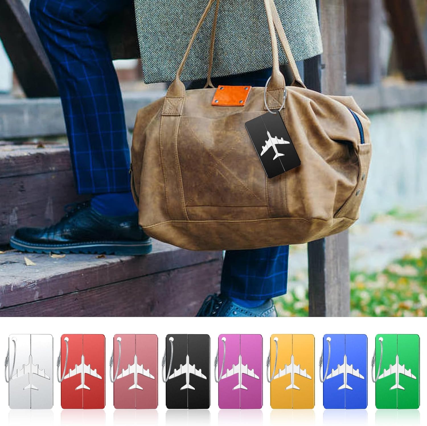 Luggage Tags 2 Pcs Aluminum Metal Suitcase Labels with Name ID Address Card - Image 3