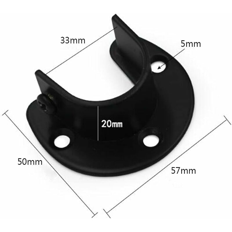 Wall Mounted Clothes Rod Holder for 1.26 Inch Diameter, Shower Curtain Rod Bracket, 2-Pack - Image 2