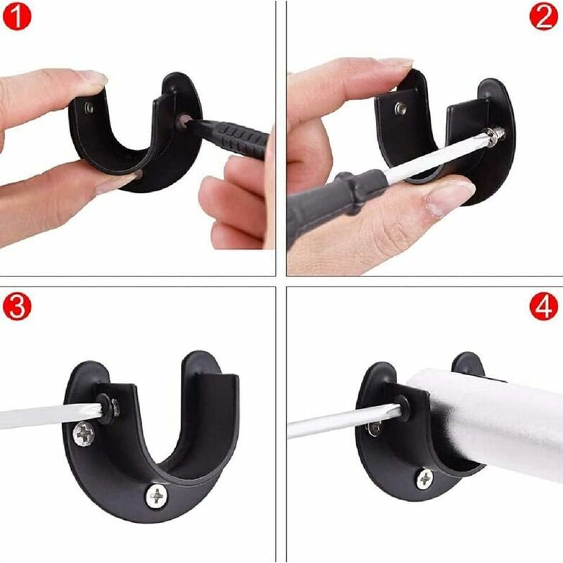 Wall Mounted Clothes Rod Holder for 1.26 Inch Diameter, Shower Curtain Rod Bracket, 2-Pack - Image 4