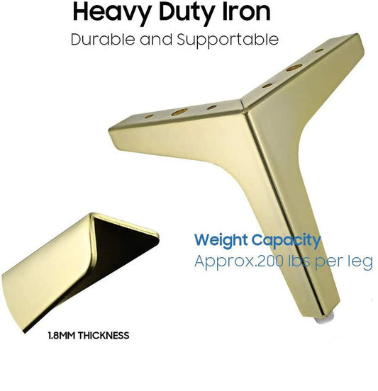 Metal Furniture Legs 4-Pack Black 10 cm Gold for Sofa Cabinet Couch Ottoman Table 90 kg Load Capacity - Image 2