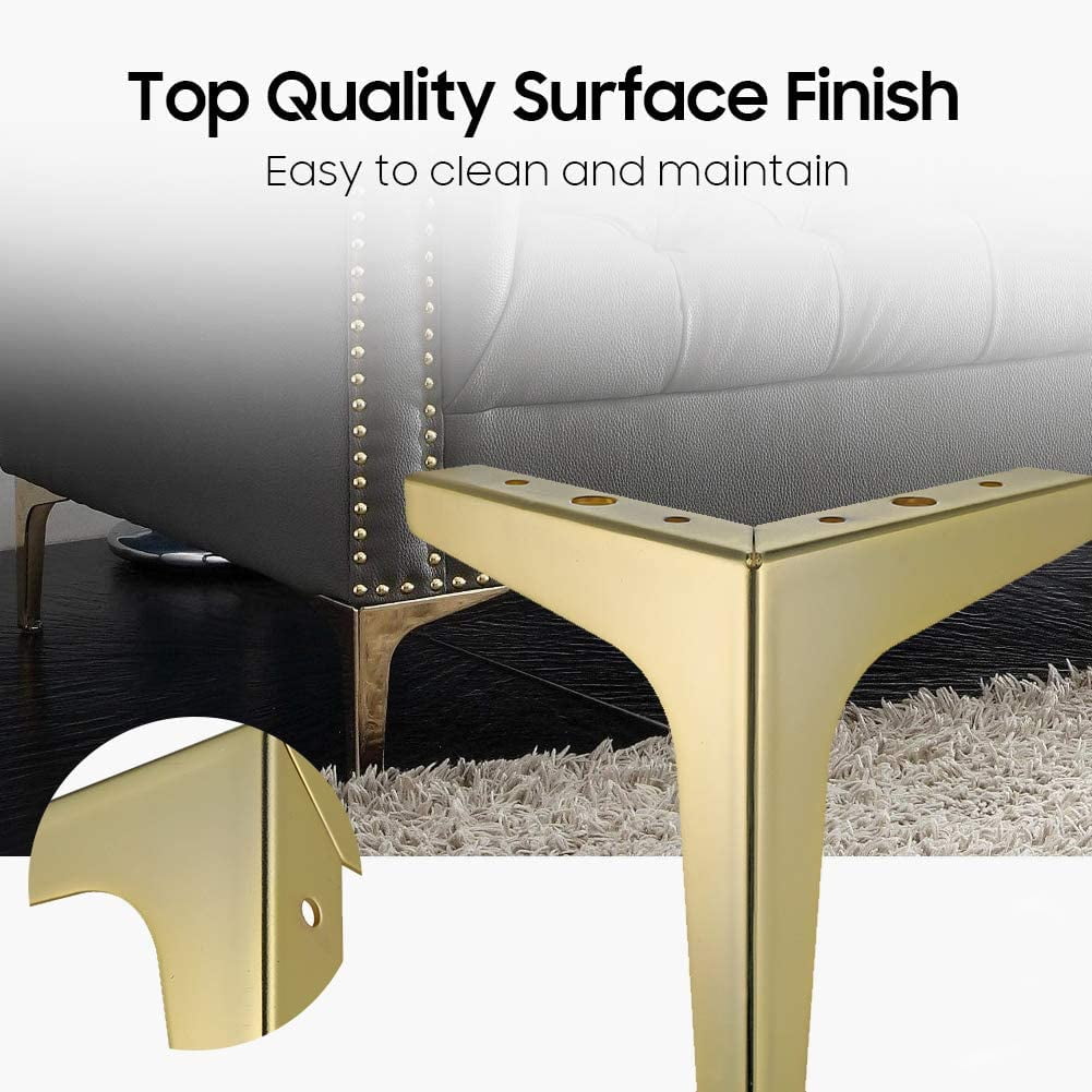 Metal Furniture Legs 4-Pack Black 10 cm Gold for Sofa Cabinet Couch Ottoman Table 90 kg Load Capacity - Image 4