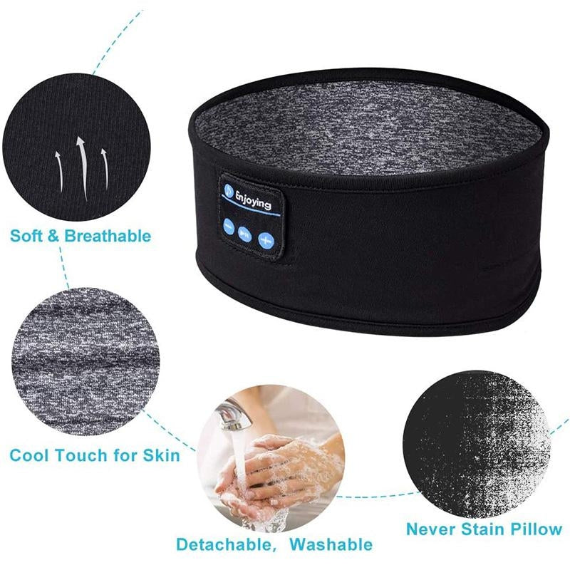 Wireless Headband Headphones Compatible with All Devices for Running Sleeping Music Black - Image 3