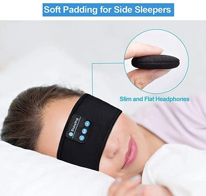 Wireless Headband Headphones Compatible with All Devices for Running Sleeping Music Black - Image 4