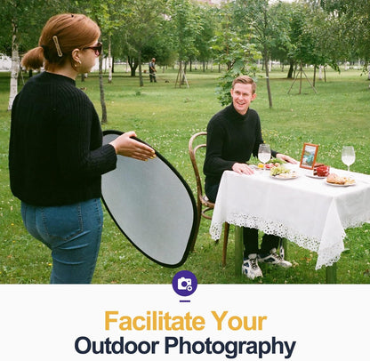 5-in-1 Foldable Light Reflector 60 x 90 cm Large Oval Portable Photo Reflector with Carrying Bag - Image 2