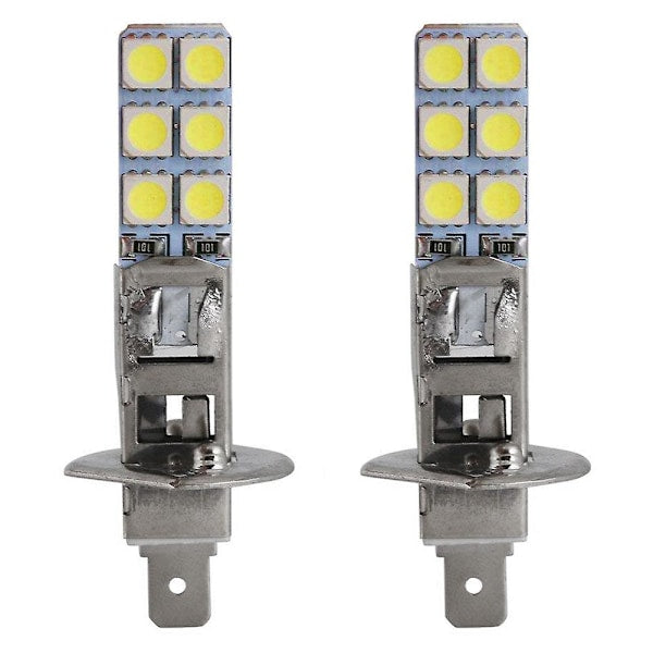 2 pcs H1 LED Headlight Bulbs Kit 6000K Super White 55W Fog Light with 12 SMD 5050 Chips - Image 3