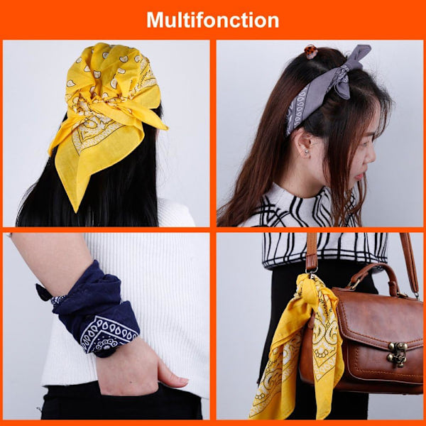 12 Pack Bandana Scarf 54x54cm Unisex Handkerchief 12 Colors - Image 5