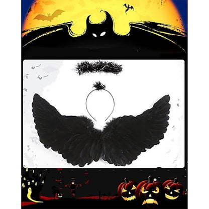 Halloween Devil Feather Wings for Kids Black Costume Accessories - Image 2