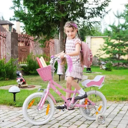Pink Purple Children's Bicycle Basket with Adjustable Front Straps - Image 4