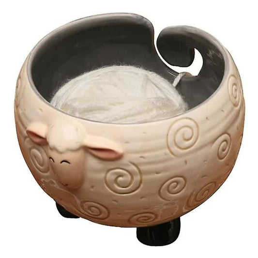 Ceramic Yarn Bowl for Knitting Holds Yarn Ball 15cm x 11cm