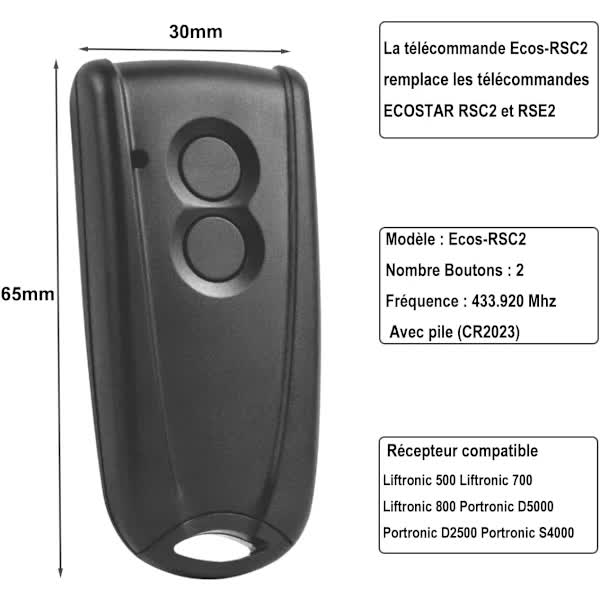 Garage Door Remote Control 433Mhz Compatible with Ecostar Hormann RSC2 RSE2 RSZ1 AGS RSC2 - Image 3