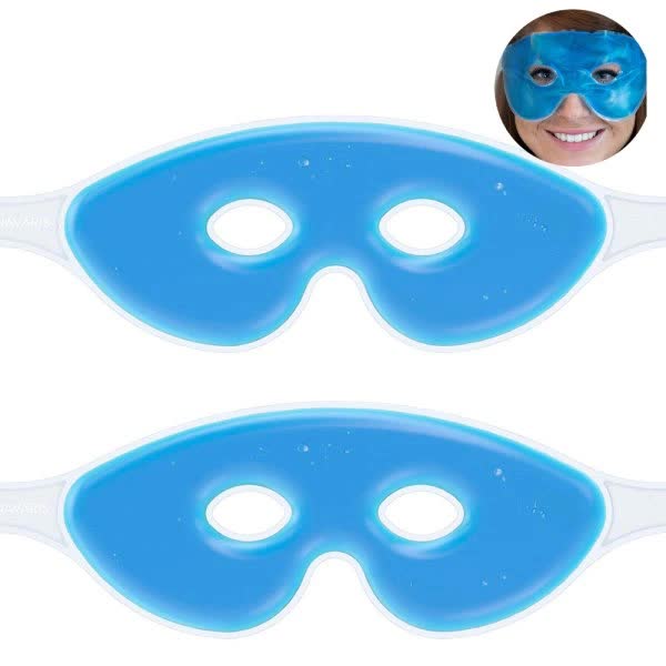 Reusable Cooling Eye Gel Mask Set 2 Pack Blue for Tired Eyes - Image 2
