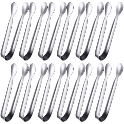 Small Stainless Steel Serving Tongs 12 Pack - Mini Sugar Tongs, Ice Tongs Compatible with Various Brands