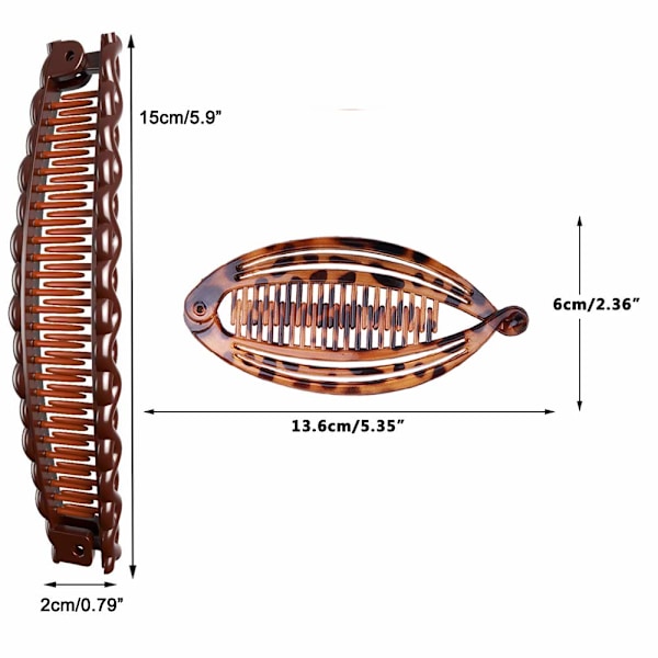 4pcs Banana Clips for Thick Hair, Vintage Fishbone Hair Clips Hair Accessories Compatible with Curly Hair - Image 2