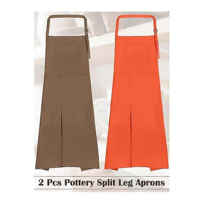 Ceramic Aprons with Split Legs for DIY, 2PCS Long Aprons for Women and Men - Image 4