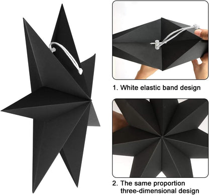 Hanging Christmas Decorations, 5 pcs Hanging Black Stars, Black Paper Star, 3 pcs Diameter 25cm, 2 pcs Diameter 40cm for Wedding, Christmas Party, DIY Black - Image 4