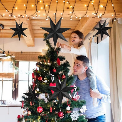 Hanging Christmas Decorations, 5 pcs Hanging Black Stars, Black Paper Star, 3 pcs Diameter 25cm, 2 pcs Diameter 40cm for Wedding, Christmas Party, DIY Black - Image 5