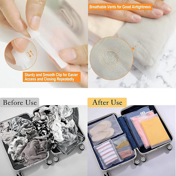 Zipper Bags for Clothes 35pcs Frosted Resealable Bag Plastic Zip-Lock Seal Clothing Bags for School Trip Reusable Travel Waterproof - Image 5