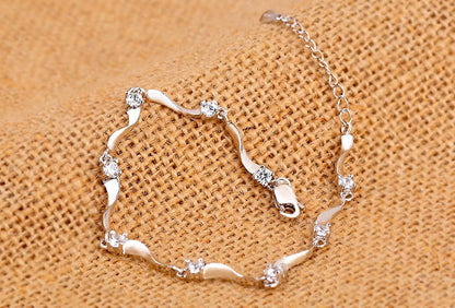 925 Sterling Silver Bracelet with Shiny White Zirconia Compatible with Women and Girls - Image 5