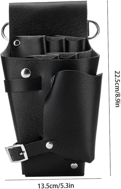 Hairdressing Tools Universal Leather Waist Bag with Scissors Comb Pockets for Salon and Barber Use - Image 2