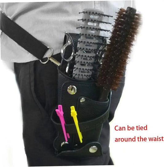 Hairdressing Tools Universal Leather Waist Bag with Scissors Comb Pockets for Salon and Barber Use - Image 3