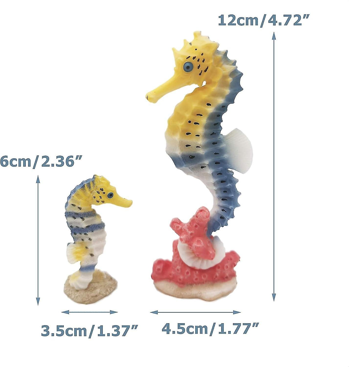 Seahorse Statue Ornament Compatible with Aquarium Decor Resin 2 Pieces - Image 2