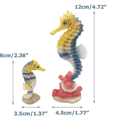 Seahorse Statue Ornament Compatible with Aquarium Decor Resin 2 Pieces - Image 2