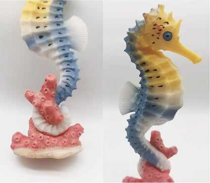 Seahorse Statue Ornament Compatible with Aquarium Decor Resin 2 Pieces - Image 4