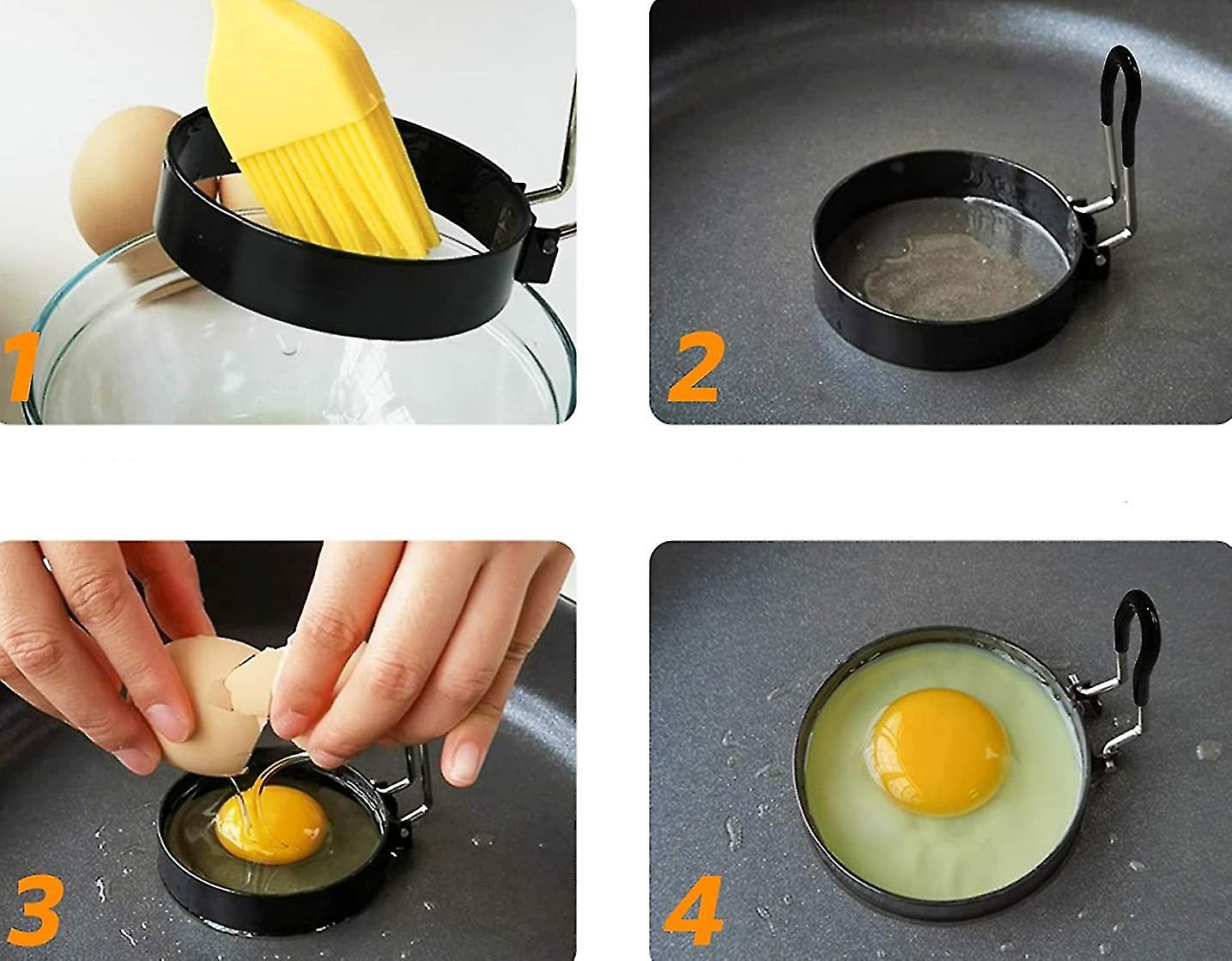 Stainless Steel Egg Ring Pancake Mold 4 Pieces Compatible with Fried Eggs Omelets - Image 4
