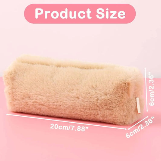 Plush Pencil Case, Fuzzy Pencil Bag Fluffy Makeup Bag Cute Pencil Case For Students Paper Protector For School Office (camel) - Image 2
