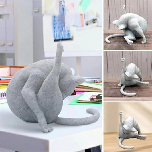 Cat Figurines Sculpture Decor for Cat Lovers, Funny Home Statue - Image 4