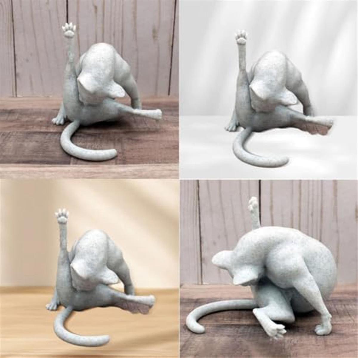 Cat Figurines Sculpture Decor for Cat Lovers, Funny Home Statue - Image 5