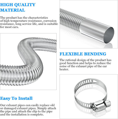 Exhaust Pipe for Parking Heater 60cm Stainless Steel with 2 Clamps Compatible with Diesel Heaters - Image 4