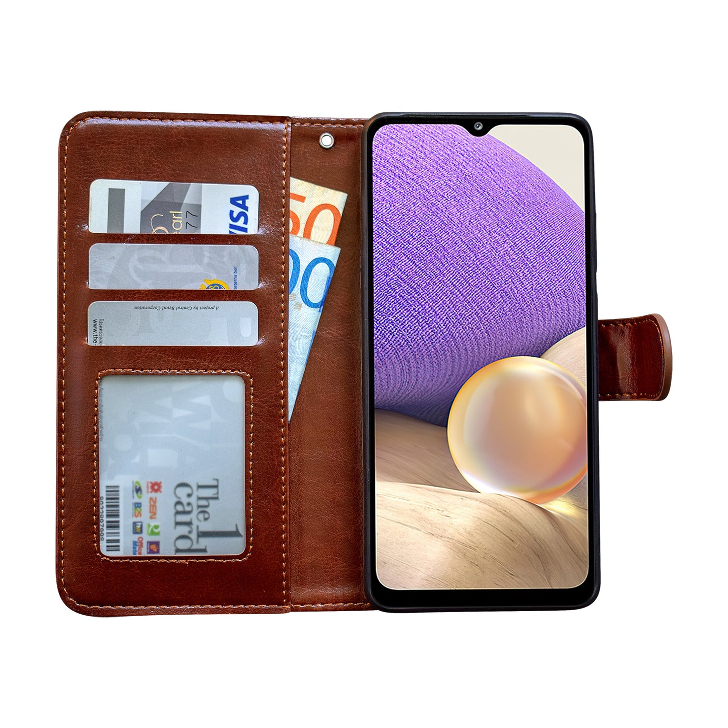 Compatible with Samsung Galaxy A32 5G Leather Case Black Protective Cover - Image 3