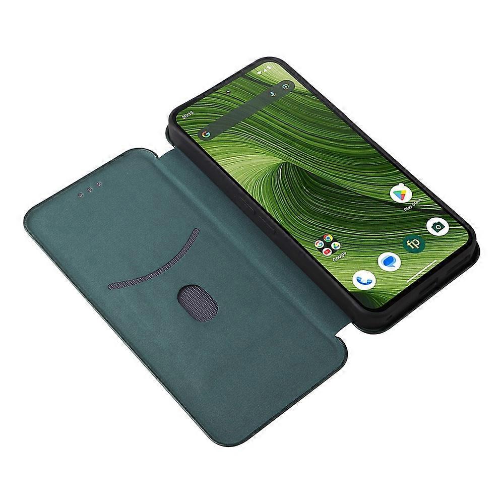 Fairphone 6 Case with Carbon Fiber Texture, Drop-Proof PU Leather Phone Cover Green, Compatible with Fairphone 6 - Image 2