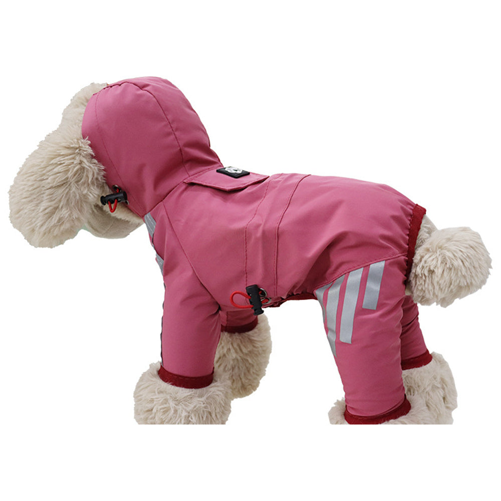 Dog Raincoat Waterproof Pink Hood Jacket Pet Clothing Size L - Image 2