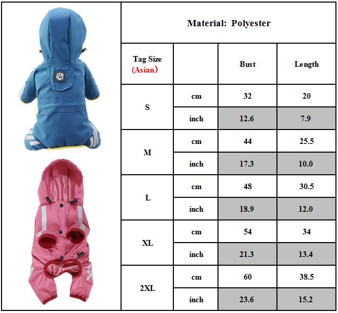 Dog Raincoat Waterproof Pink Hood Jacket Pet Clothing Size L - Image 5