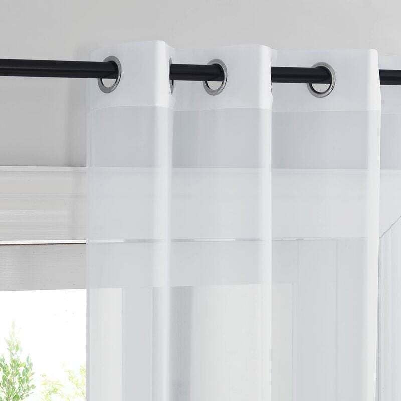 White Sheer Curtains Set of 2 132x160 cm Organza Tulle Eyelets Transparent Light Filter for Bedroom Kitchen - Image 2